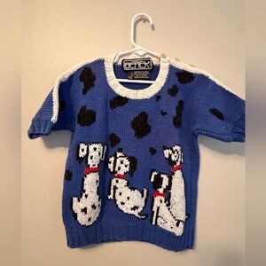 Berek Hand Knitted Blue Sweater with Dalmatian Design